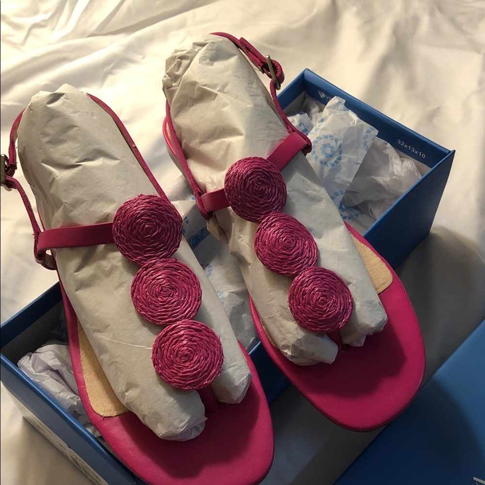 Jack Rogers Pink Sandals with Rosette Accents